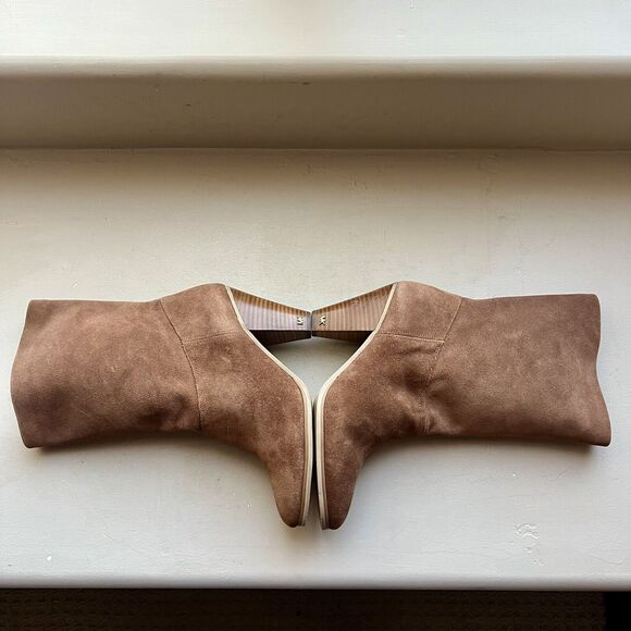 Michael Kors Cognac Brown Suede Mid Calf Pull On Western Boots Women’s 8.5 M - Picture 5 of 16